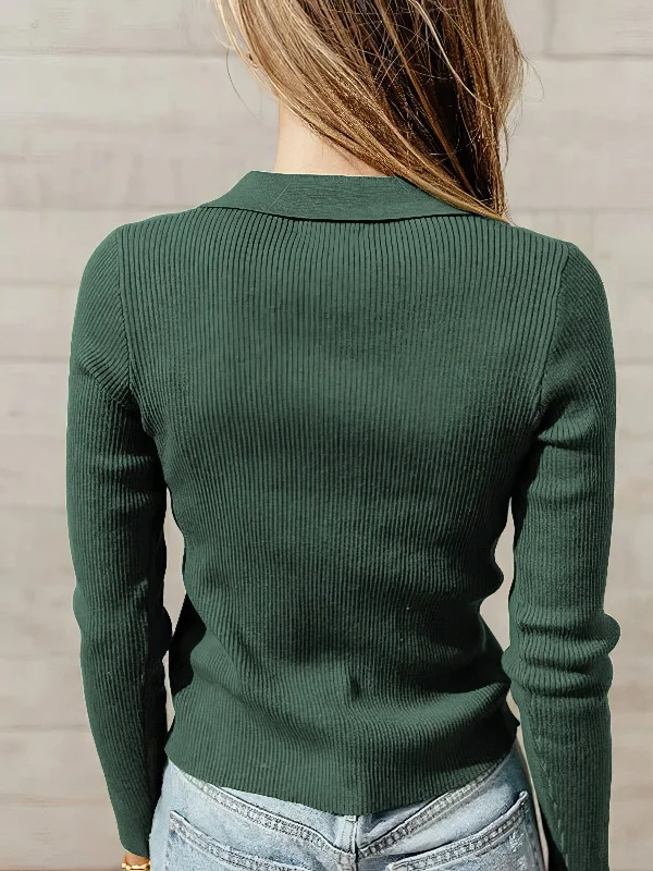 Savings Galore Long Sleeve Zip-Front Knit Top