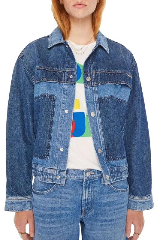 padded puffer coatPatch Denim Jacket