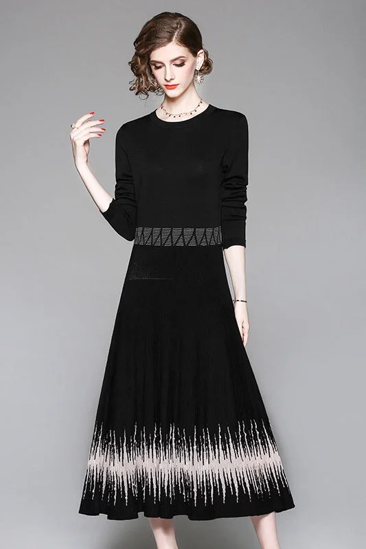 party-ready dressBlack Tencel Dress W/ Wave Detail