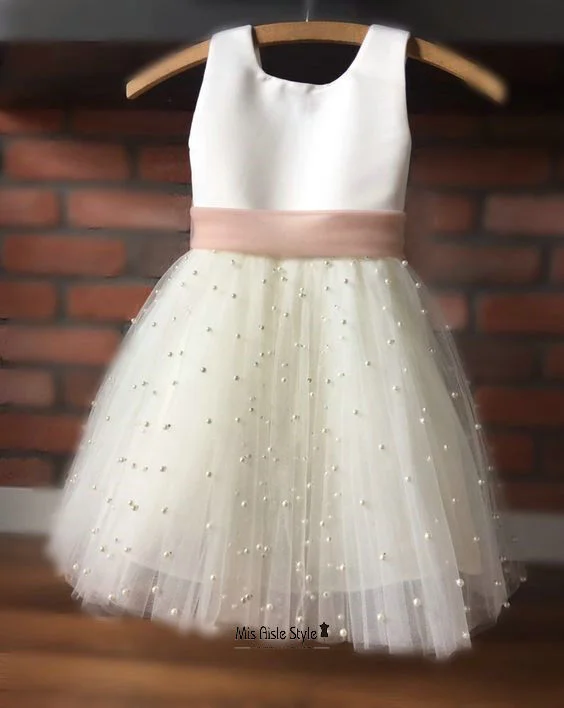 One-DAY Sale ruched dressPearl Skirt Flower Girl Dress
