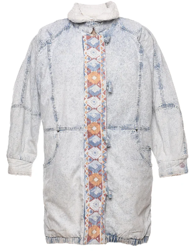 Steals and Deals slim fit coatZip Front Shearling Denim Jacket - L