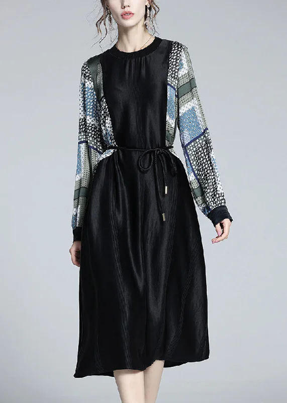 Huge Discounts flowy dressBoho Black O-Neck Print Patchwork Tie Waist Satin Vacation Long Dresses Long Sleeve Huge Discounts flowy dressBoho Black O-Neck Print Patchwork Tie Waist Satin Vacation Long Dresses Long Sleeve