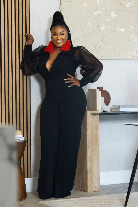 Exclusive Access Novy's Sheer Sleeve Jumpsuit Blk