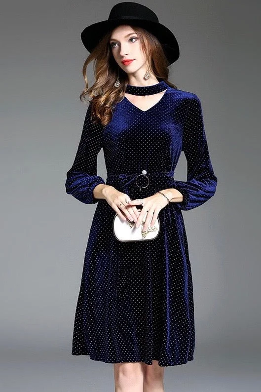 sophisticated dressVelvet Midi Dress W/ Choker