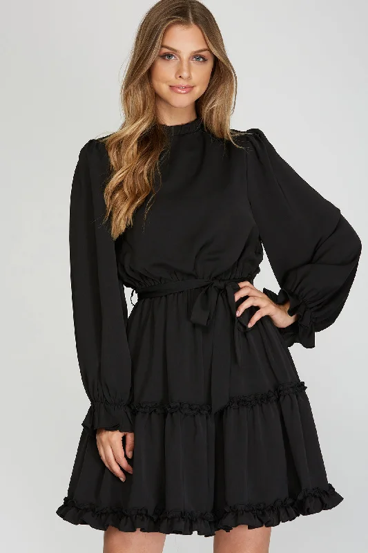 ruched dressRuffled Satin Dress W/ Belt