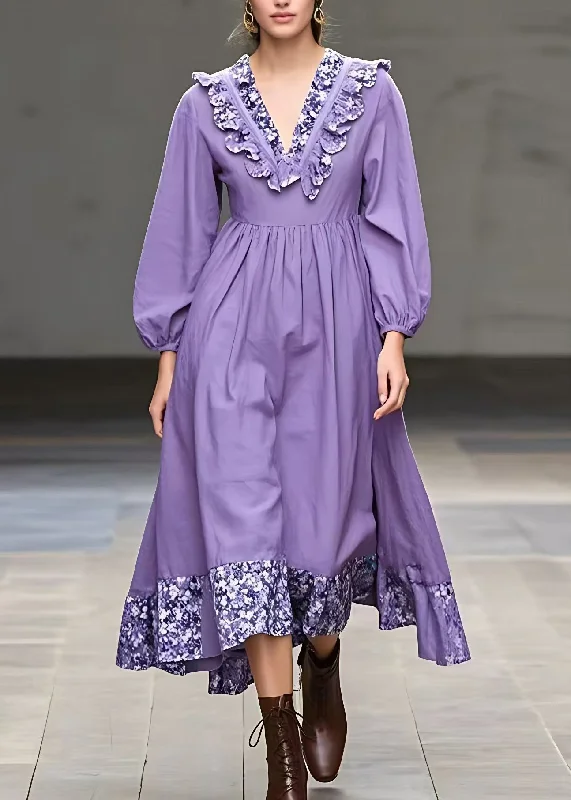 Unbeatable Prices form-fitting dressStyle Print Ruffled Patchwork Long Dresses Fall