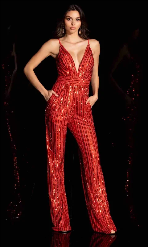 Doorbuster Deal Aleta Couture 972 - Sequin Fitted Jumpsuit