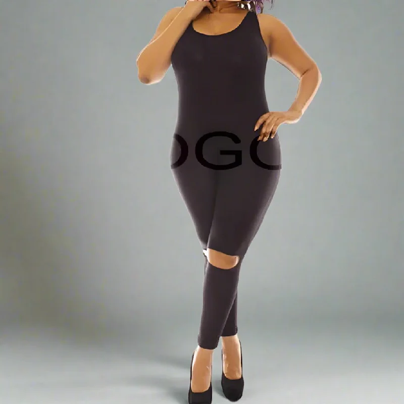 Online Exclusive jumpsuit catsuit With Slit Knee