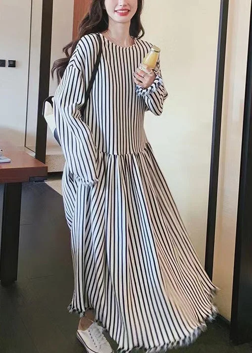 Best Deals formal dressChic O Neck Striped Patchwork Cotton Long Dresses Long Sleeve Best Deals formal dressChic O Neck Striped Patchwork Cotton Long Dresses Long Sleeve