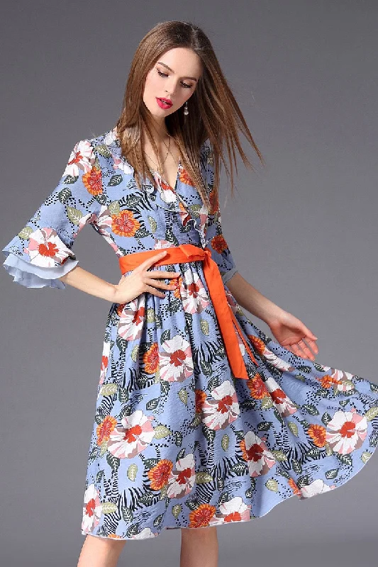 formal dressFloral Dress W/ Contrast Belt