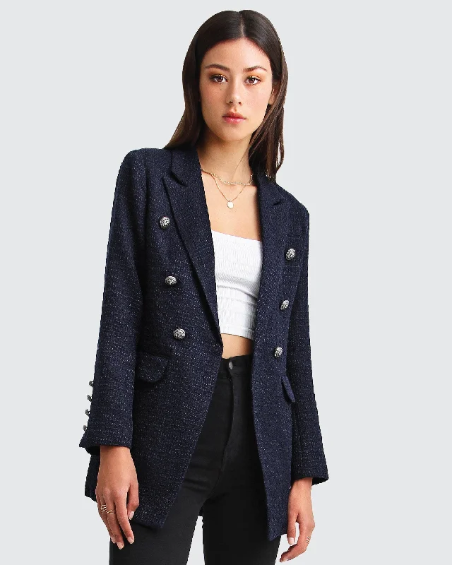Clearance Items trendy jacketPrincess Polina Textured Weave Blazer - Navy