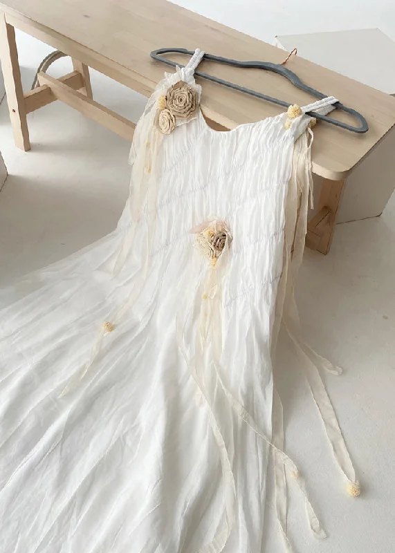 Bargain Blast denim dressFrench Apricot Floral Decorated Pleated Dress For Summer 2024 Bargain Blast denim dressFrench Apricot Floral Decorated Pleated Dress For Summer 2024