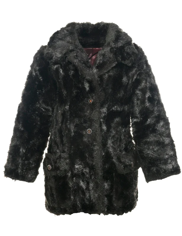 Best Seller windbreaker jacketDark Brown Faux Fur Coat - L