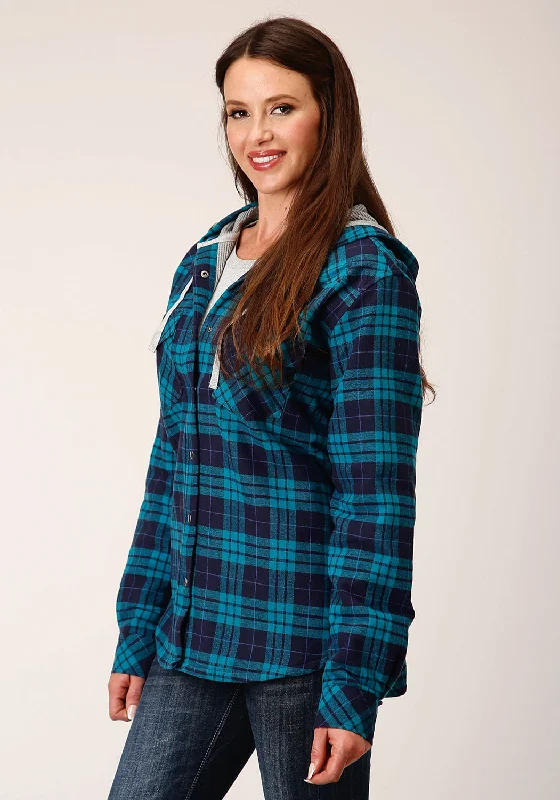 lightweight outerwearRoper Womens Thermal Lined Flannel Blue 100% Cotton Cotton Jacket