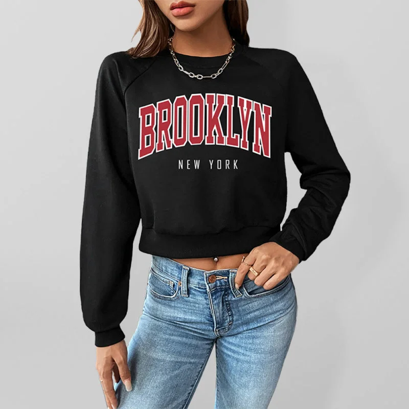 Incredible Offers slim fit workout hoodieWomen's Graphic Print Crop Sweatshirt