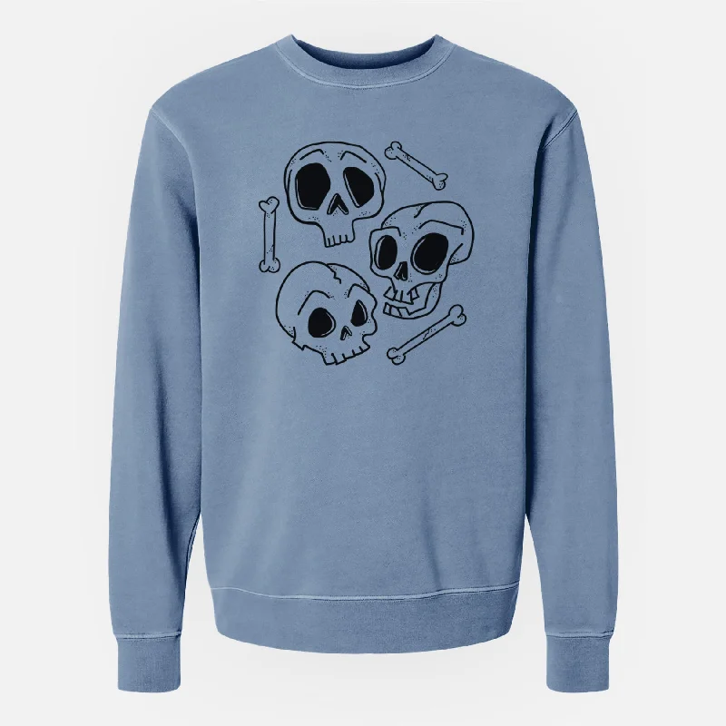 Overstock Sale fitted workout hoodieSkull Trio - Unisex Pigment Dyed Crew Sweatshirt
