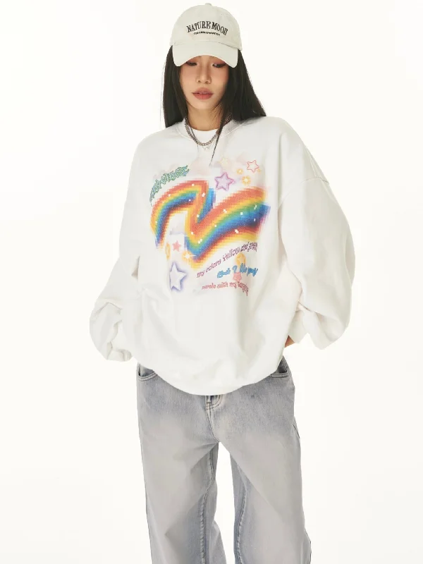 Buy Now ZEROCIRCLE Rainbow Graphic Image Print Long Sleeve Sweatshirt
