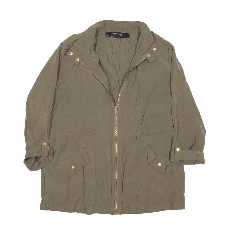 Price Cut fitted coatZARA BASIC Jacket Green Viscose Womens M