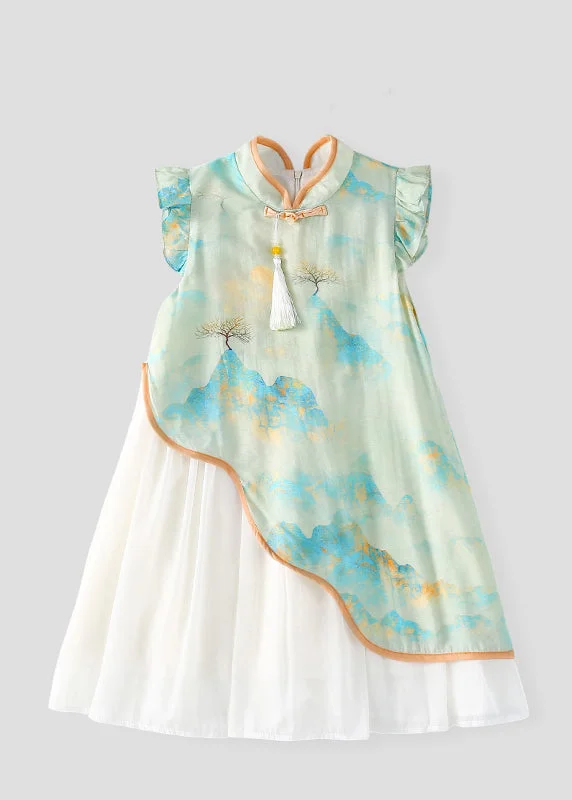 Markdown Madness velvet dressCute Green Stand Collar Chiffon Patchwork Kids Chiffon Maxi Dress Short Sleeve Markdown Madness velvet dressCute Green Stand Collar Chiffon Patchwork Kids Chiffon Maxi Dress Short Sleeve