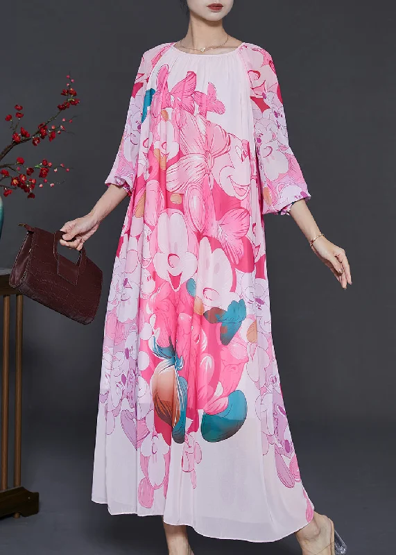 Take Advantage casual summer dressBeautiful Pink Oversized Print Chiffon Long Dress Summer Take Advantage casual summer dressBeautiful Pink Oversized Print Chiffon Long Dress Summer