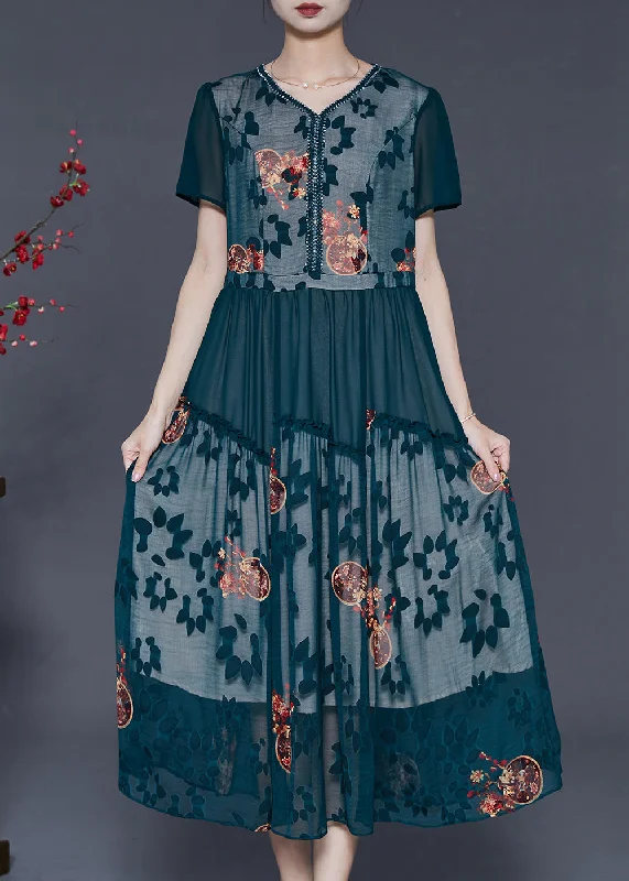Special Discount evening dressModern Green Ruffled Patchwork Print Chiffon Dresses Summer Special Discount evening dressModern Green Ruffled Patchwork Print Chiffon Dresses Summer