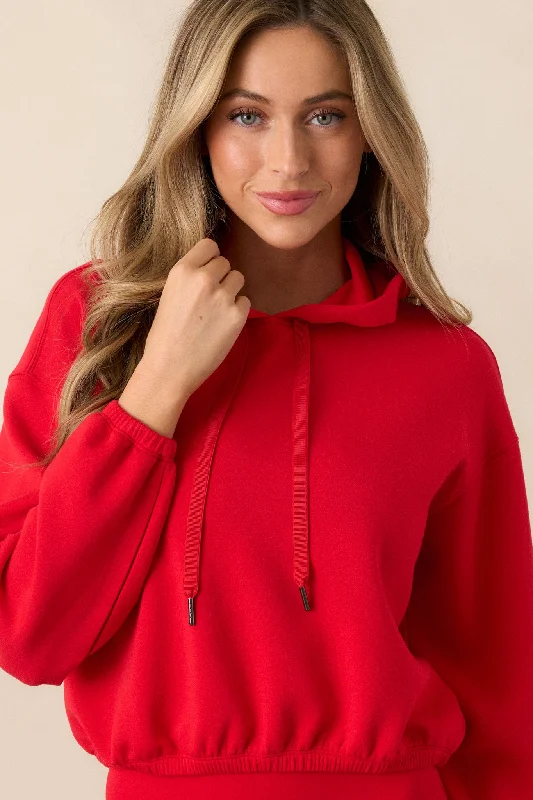 performance hoodie for gymSPANX® AirEssentials Red Cinched Cropped Hoodie