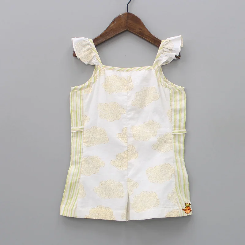 Super Sale Organic Cloud And Strip Printed Jumpsuit