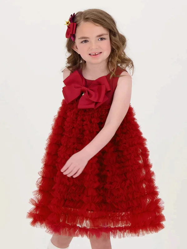 Overstock puff sleeve dressAngels Face Girls Donna Ruffle Dress in Red
