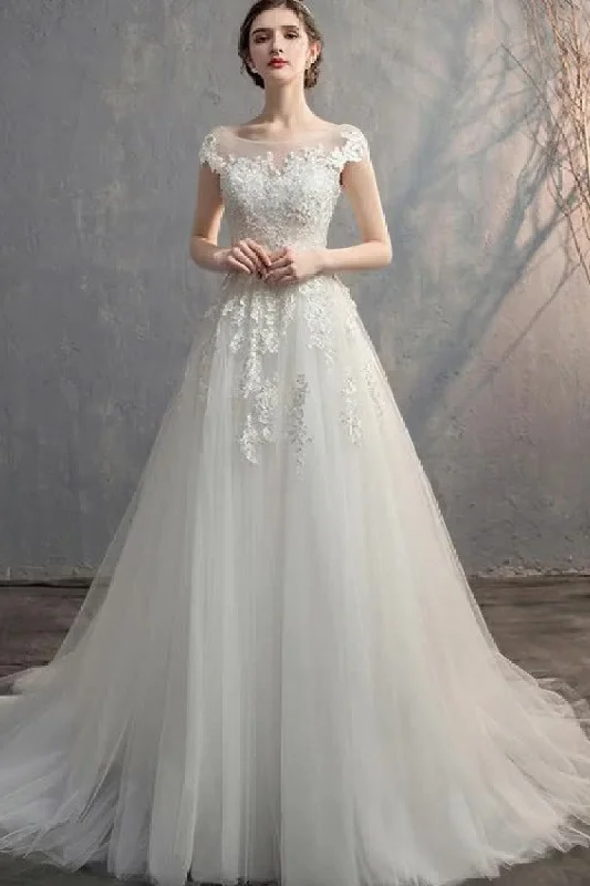 Super Deal flowy dressA-Line Sweep-Brush Train Lace Tulle Wedding Dress 774150163562 Super Deal flowy dressA-Line Sweep-Brush Train Lace Tulle Wedding Dress 774150163562