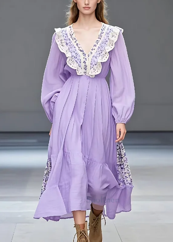 The Best Prices knit dressElegant Purple Ruffled Print Patchwork Cotton Dresses Long Sleeve The Best Prices knit dressElegant Purple Ruffled Print Patchwork Cotton Dresses Long Sleeve