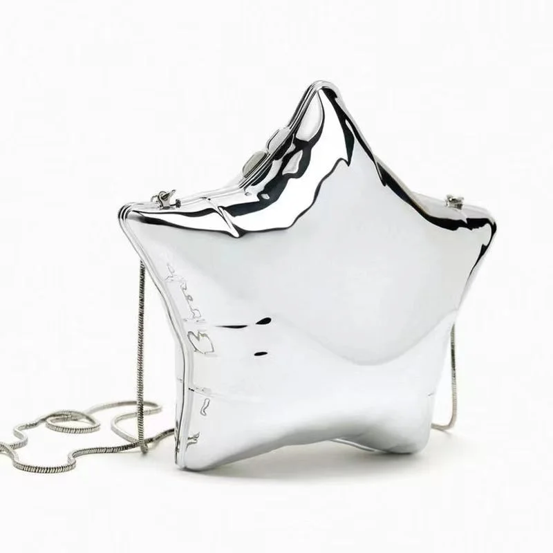 Epic Deals boho-chic dressGold and Silver Star shoulder bag Mini chain bag Crossbody acrylic bag 764305380260