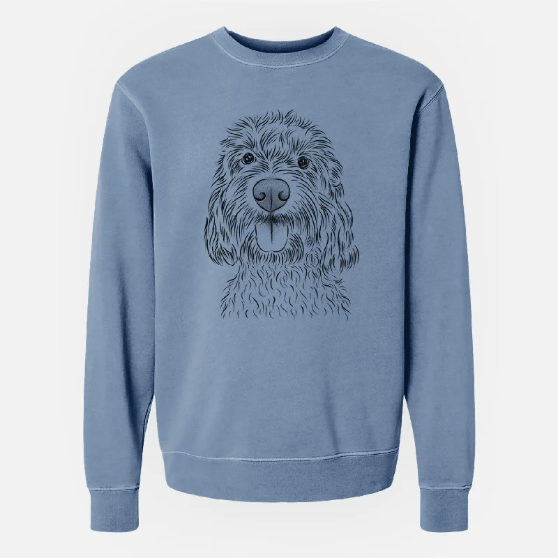 long-sleeve athletic hoodieBare Clover the Cockapoo - Unisex Pigment Dyed Crew Sweatshirt