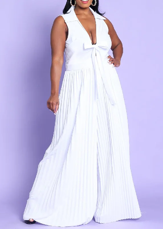 Fantastic Offers Hi Curvy Plus Size Women Sleeveless Pleated Wide Jumpsuit Made In USA
