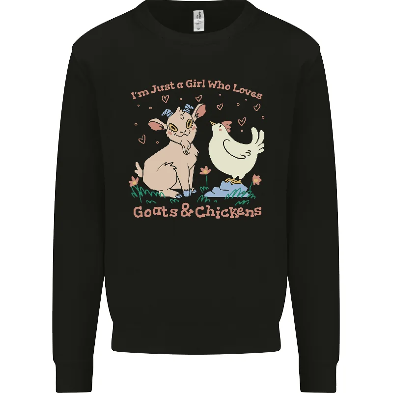 chic fitness hoodieA Girl Who Loves Goats Chickens Farmer Mens Sweatshirt Jumper