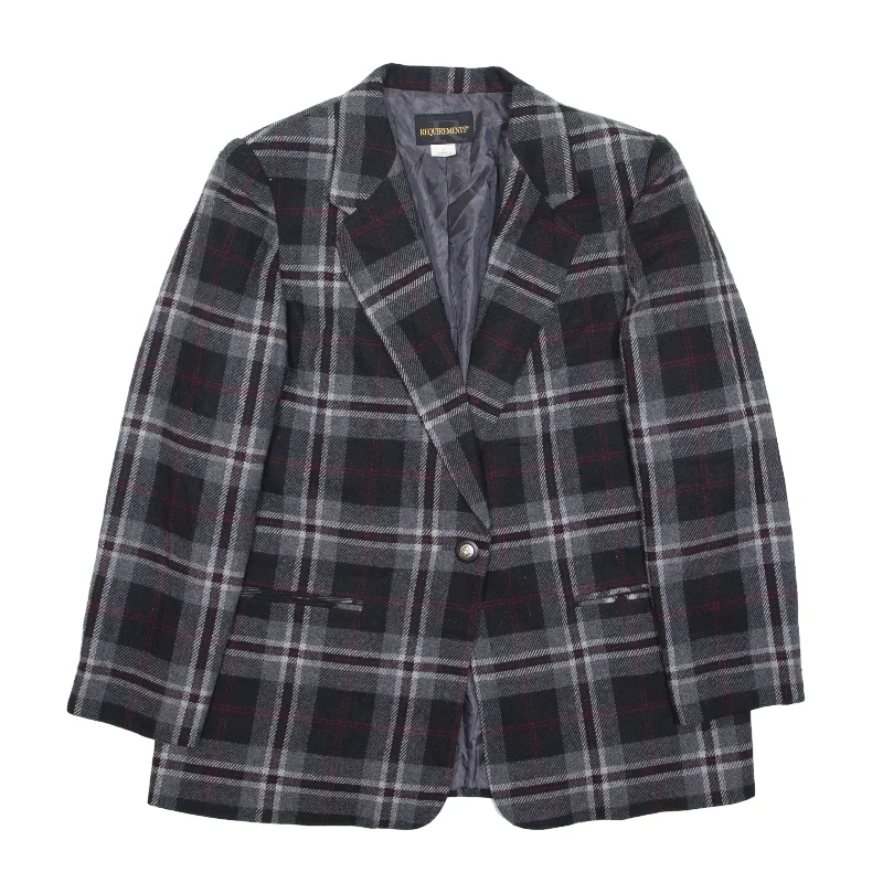 Can't Miss chic padded coatREQUIREMENTS Blazer Jacket Grey Wool 90s Check Womens L