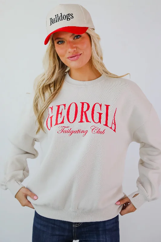 Final Clearance zip-up gym hoodieBeige Georgia Tailgating Club Sweatshirt