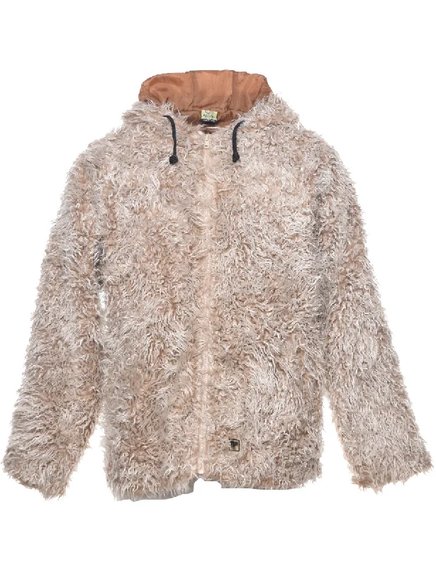 Deal of the Week modern coatHooded Faux Fur Coat - M