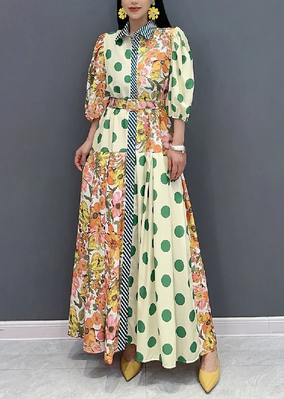 Closeout trendy mini dressStyle Green Peter Pan Collar Print Cotton Long Dress Summer Closeout trendy mini dressStyle Green Peter Pan Collar Print Cotton Long Dress Summer