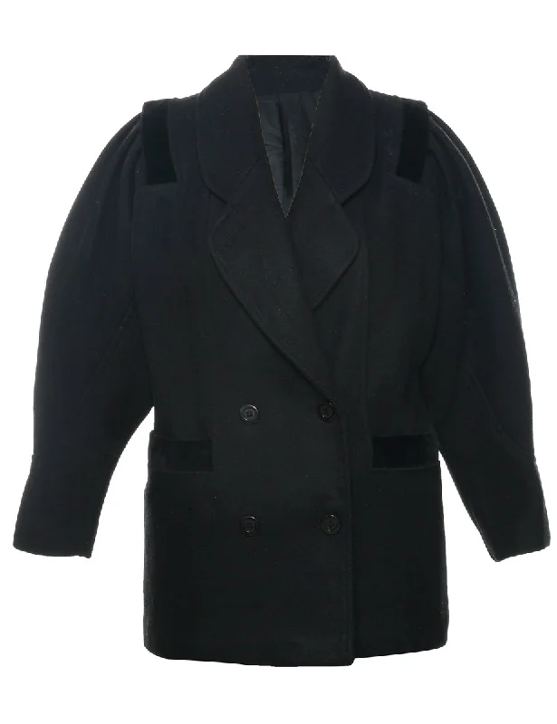 Don't Miss classic jacketVelvet Trim Wool Coat - M
