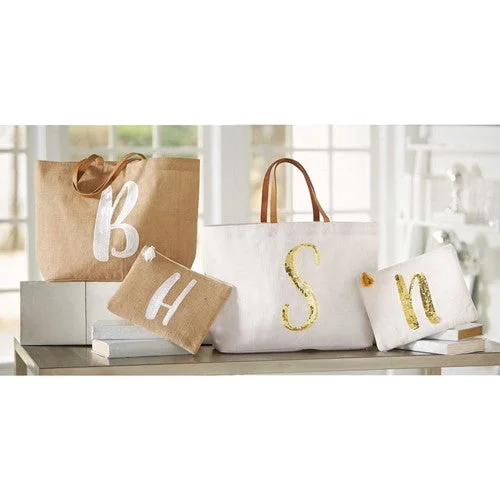 Bonus Savings playful dressInitial Jute Bag