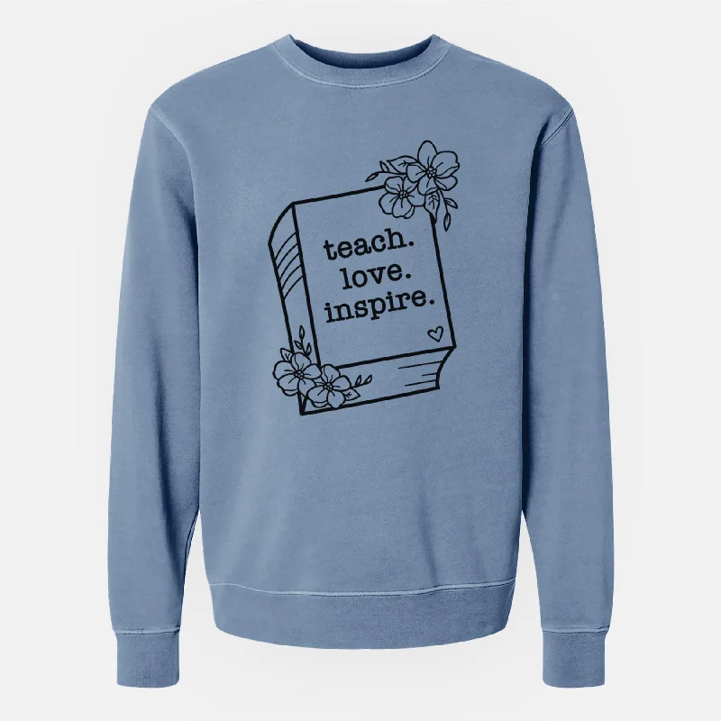 Savings Event sleek workout sweatshirtTeach. Love. Inspire. - Floral Book - Unisex Pigment Dyed Crew Sweatshirt Savings Event sleek workout sweatshirtTeach. Love. Inspire. - Floral Book - Unisex Pigment Dyed Crew Sweatshirt