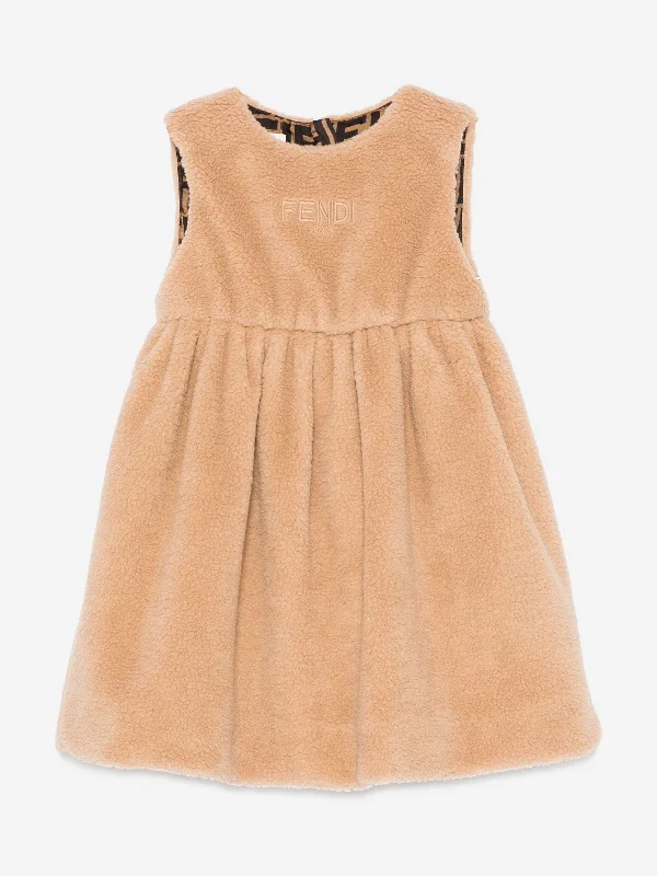 floral dressFendi Baby Girls Teddy Fleece Dress in Beige