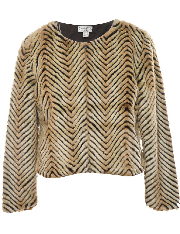Price Blitz cozy fleece coatClassic Herringbone Tweed Faux Fur Coat - M