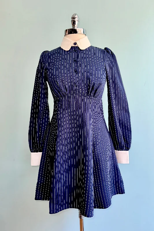 Deal Frenzy cocktail dressNavy Pinstripe Costello Mini Dress by Hell Bunny
