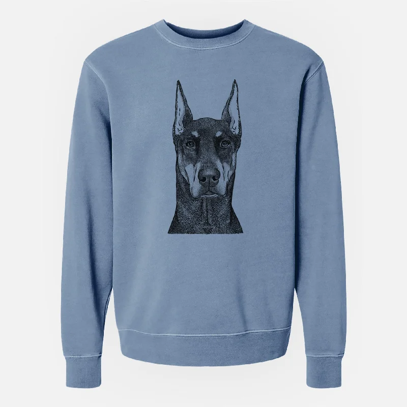 soft gym hoodieBare Drake the Doberman Pinscher - Unisex Pigment Dyed Crew Sweatshirt