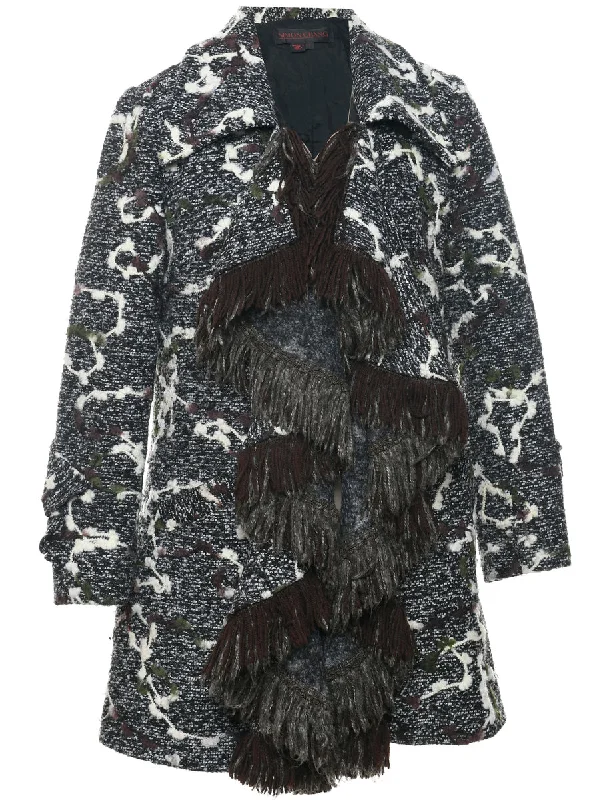 Online Exclusive soft coatFringed Wool Coat - M
