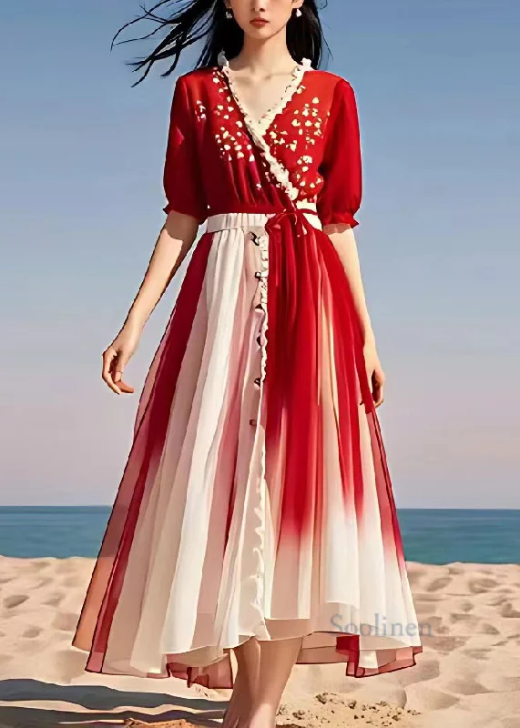 Buy More, Save More luxury dressStylish Red V Neck Print Tie Waist Chiffon Maxi Dresses Summer Buy More, Save More luxury dressStylish Red V Neck Print Tie Waist Chiffon Maxi Dresses Summer