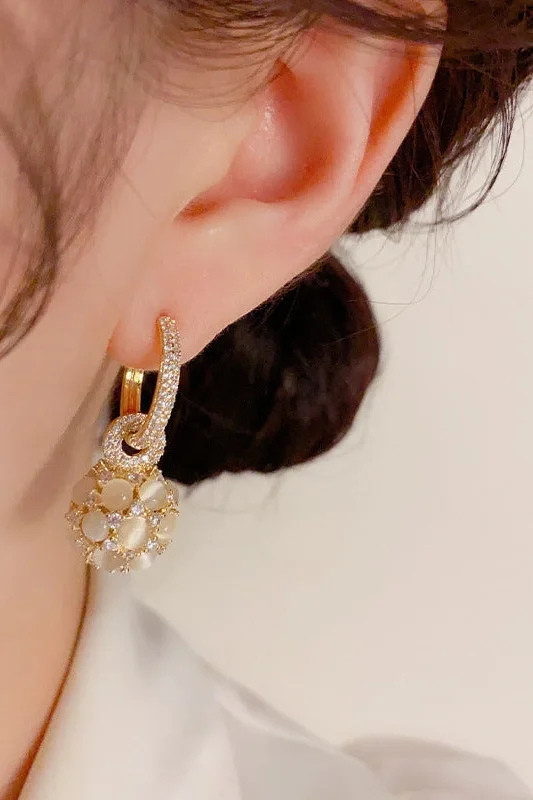 YEAR-End Sale winter dressPersonality delicate trend opal ball earrings 728149054328