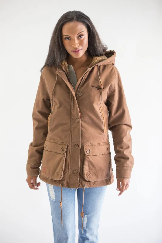 retro coatKimes Ranch Womens Awa Brown Cotton Blend Cotton Jacket