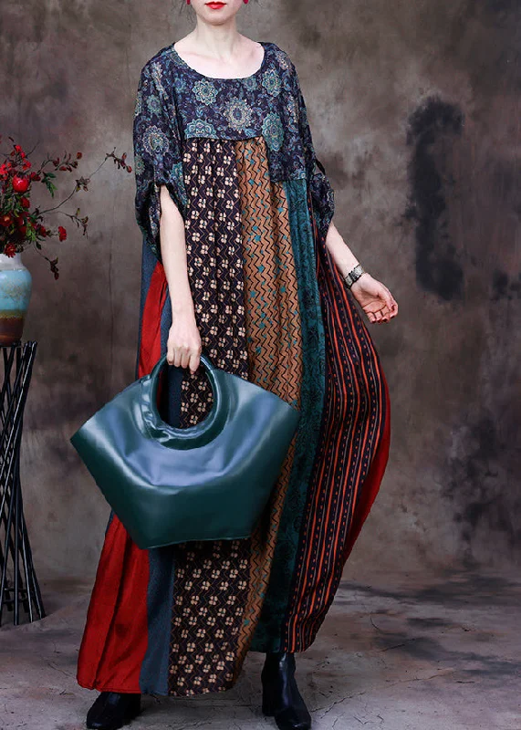 Deal Dash cocktail party dressCasual Green O-Neck Print Patchwork Silk Long Dresses Long Sleeve Deal Dash cocktail party dressCasual Green O-Neck Print Patchwork Silk Long Dresses Long Sleeve